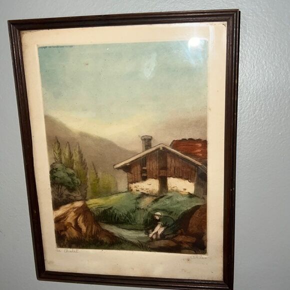 Original 1935 signed print Le Chalet - Picture 7 of 8